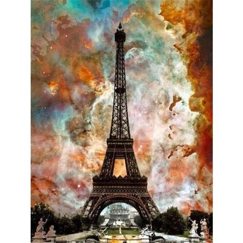 Landscape Paris Tower DIY Embroidery 11CT Cross Stitch Kits Needlework Craft Set Printed Canvas Cotton Thread Home Design