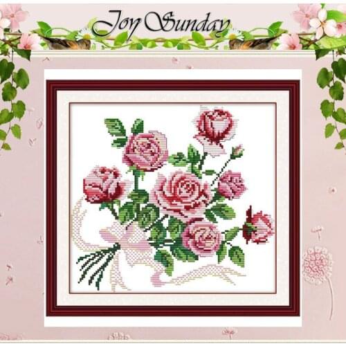 Engagement of Love Rose Counted Cross Stitch 11CT 14CT Cotton Cross Stitch Set flowers Cross-stitch Kits Embroidery Needlework