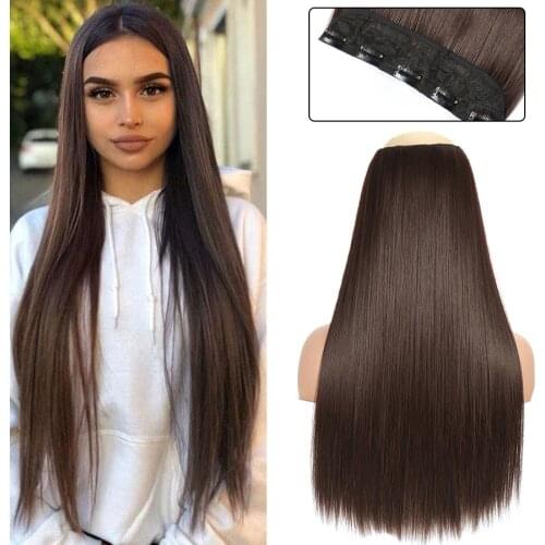 GURUILAGU 5 Clip In Hair Extension 24" Heat Resistant Fiber Hairpieces Long Straight Hair Synthetic Clip In On Hair Extensions