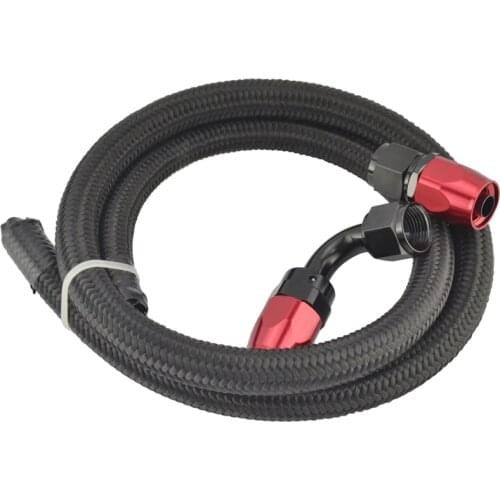 AN4 AN6 AN8 AN10 0+90 Degree Swivel Hose End+1M Nylon Braided Fuel Hose Line Oil Pipe Kit