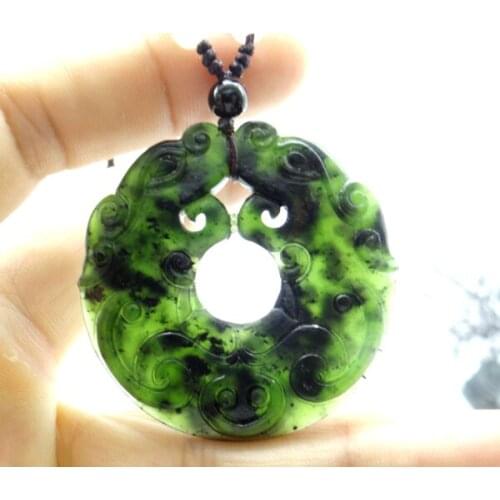 Natural stone Chinese black green stone hand-carved amulet pendant for diy Jewelry Making necklace Accessories A33