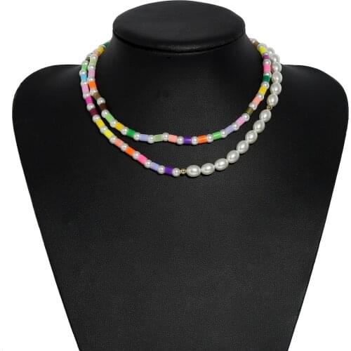 Charm Women Necklace Acrylic Pearl Multilayer Necklace Bohemian Choker Clavicle Chain Hand Made Necklace for Women Jewelry Gifts