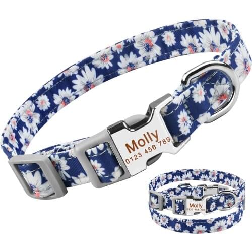 AiruiDog Personalized Dog Collar Nylon Small Medium Large Puppy Pet Engraved Name Collars