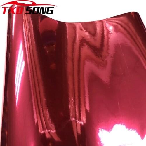 SIZE 50CM*100CM TO 500CM/LOT High stretchable Mirror Rose Red Chrome Glossy Mirror flexible Vinyl Wrap Chrome glossy mirror