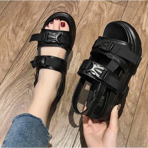 Net red thick-soled sandals womens 2021 summer new fashion increase student womens shoes trifle wild roman shoes for women