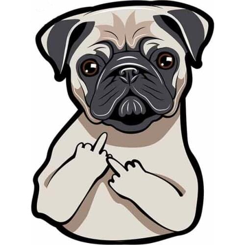 Cartoon Funny Rude Pug Dog Joke Vinyl Animal Car Sticker Waterproof Accessories Decal for Laptop Luggage Graphic,13cm*8cm