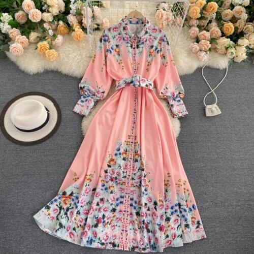 Vintage A-line Dress 2021 Autumn Vestido High Quality Long Sleeve Casual Robe Femme Fashion Spain Desigual Sexy Birthday Dresses
