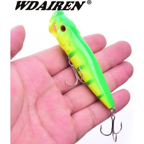 WDAIREN Popper Fishing Lure 9cm 12.5g Pesca Fish Topwater Wobbler Isca Artificial Hard Bait Swimbait 3D Eyes Crankbait WD-442