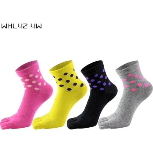 WHLYZ YW 5 Pairs/Lot Socks With Toes For Woman Girl Colorful Round Fashions Five Finger Socks Good Guality Harajuku Socks Brand