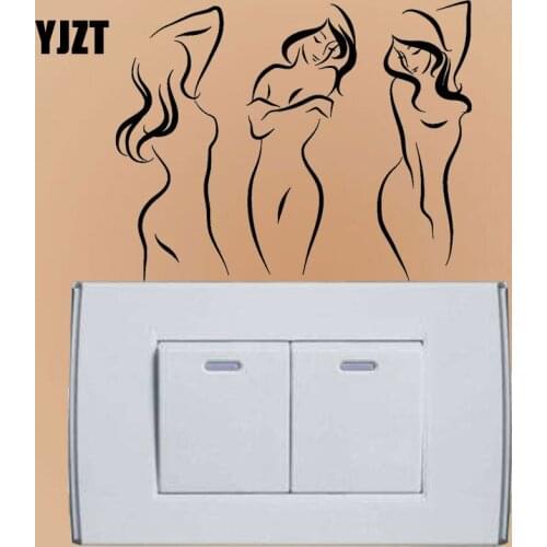 YJZT Beautiful Sexy Naked Girls Personality Decor Home Wall Decal Vinyl Light Switch Sticker 8SS-2578