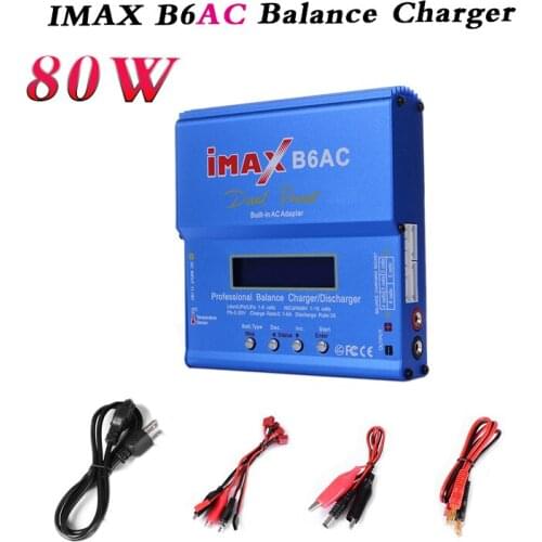 IMAX B6 AC B6AC 80W 6A Lipo NiMH 3S/4S/5S RC Battery Balance Charger with Built-in AC Adapter EU/US Plug Supply Wire