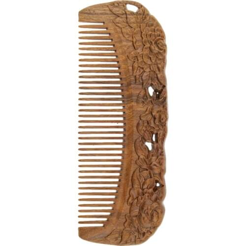 Green Sandalwood Wooden Comb Antistatic Handmade Comb Wide Tooth