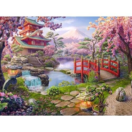 Zhui Star 5d Diy Diamond Painting Landscape Spring Full Square Diamond Embroidery Mosaic Cross Stitch House Home Decor