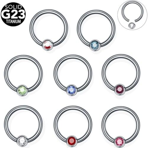 1Pc 16G Titanium Septum Ring Nose Piercing Crystal Gem 3mm Ball Ear Cartilage Tragus Helix Piercing Nose Earring Body Jewelry