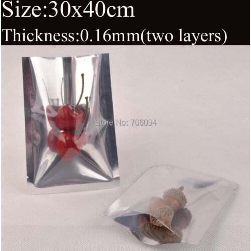 100pcs 30*40cm(11.8''*15.8'') Clear silver Aluminum Foil Bag,Heat seal silver Aluminum bag visiable tea packing plastic bag
