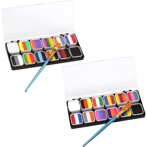 12 Color Non-Toxic Face Paint Washable Safe Face Painting Palette for Halloween, Party, Stage Performance, Dancing