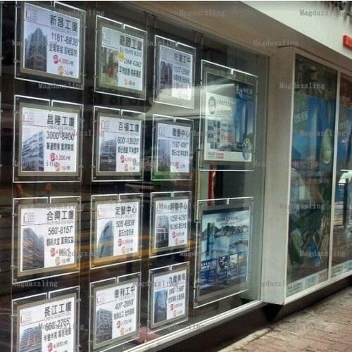 12PCS A3 Landscape + 2PCS A2 Vertical Single Sided LED Window Display Light Panel with "U" Pocket for Real Estate Agent Window