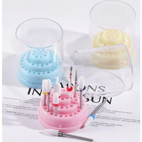 48 Holes Nail Art Drill Bits Empty Storage Box Holder Stand Display Container Organizer Mill Cutter Case Manicure Accessories