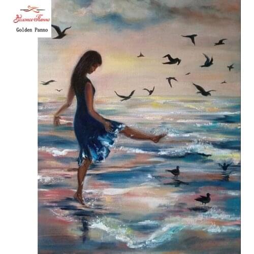 5D DIY diamond painting full square diamond mosaic diamond embroidery girl hear the sound of the sea sting