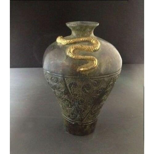 Antique excellent Ancient Bronze Primitive Pot carvings statue