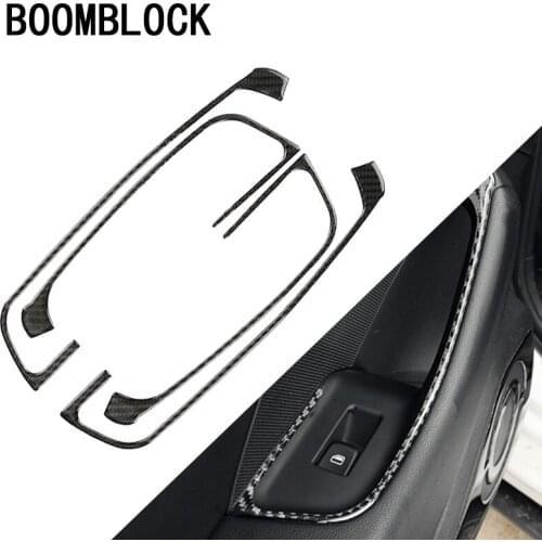 BOOMBLOCK 4pcs/set Car Covers Carbon Fiber Door Lift Swift Decorative Strips Trim For Audi A3 8V 2012-2017 Stickers