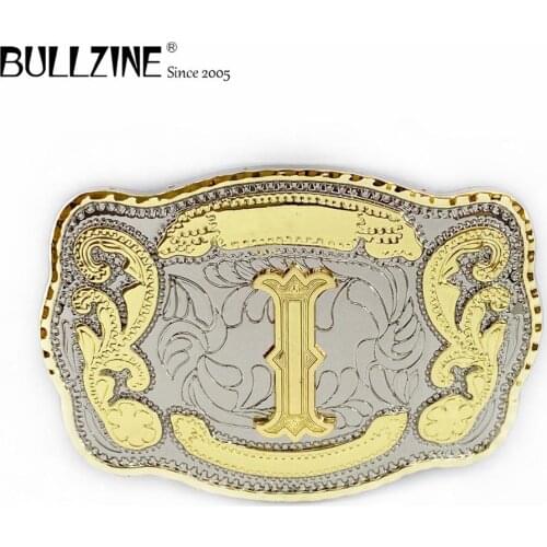 Bullzine zinc alloy 26 letters belt buckle FP-03732-I double color belt buckle LUXURIOUS jeans gift belt buckle drop shipping