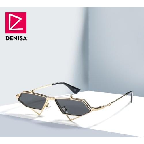 DENISA Famous Luxury Brand Steampunk Sunglasses Men Vintage Irregular Red Lens Sun Glasses Women UV400 gafas de sol mujer G23019