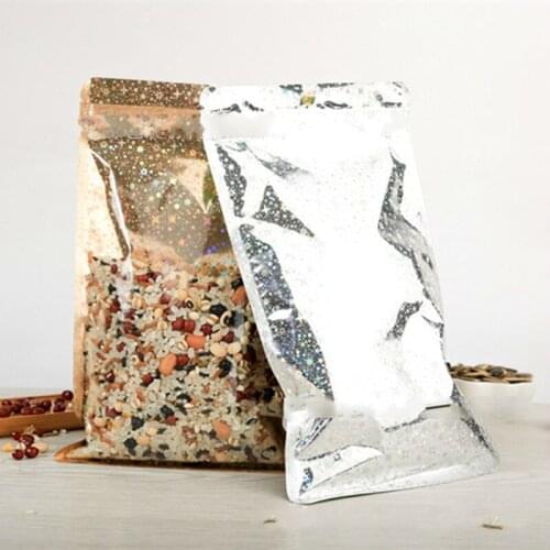 Ferimo 100pcs Green/Gold Packaging storage bags zip lock zipper plastic bag seal translucent food candy gift favor pouch package