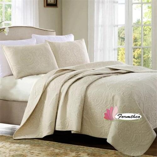 FORMTHEO Embroidered Quilted Bedding Set Luxury Double Cotton Sheet Large Blanket Bed Cover 220х240 Bedspreads For King Bed