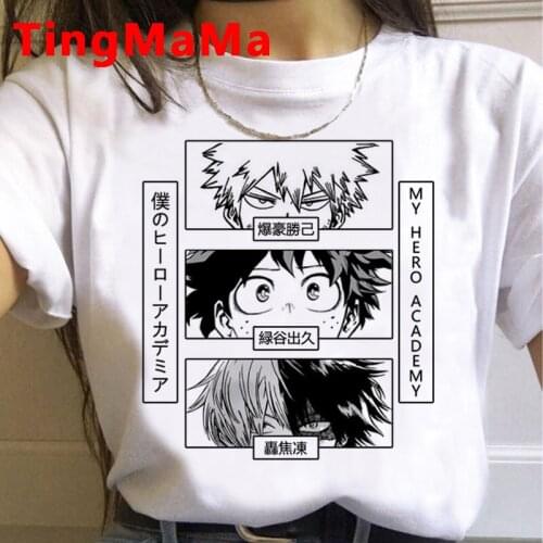 Japanese Anime My Hero Academia T Shirt Women Kawaii Bakugou Cartoon Unisex Boku No Hero Academia Todoroki Graphic Tees Female