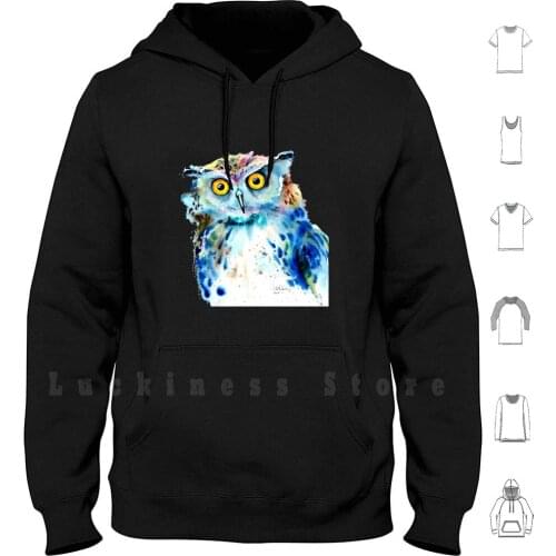 " Owl " Hoodie Long Sleeve Bird Exotic Bird Owl Wildlife Nature Isabel Salvador Watercolor Strigiformes Beautiful