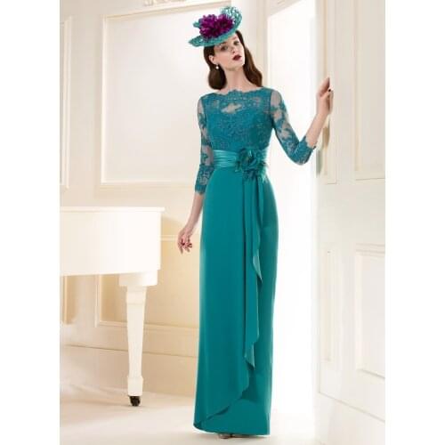 Lace Evening Dresses Long Formal Dress Women Elegant Mother Of The Bride Dresses Dubai Long Sleeve Evening Dress 2019 Plus Size