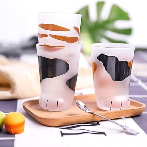 300ml Mug Heat-resistant Glass Cat Cup Tiger Paws Office Home Matte Cat Paws Creative Milk Coffee Cup Cute Children Drink Bottle