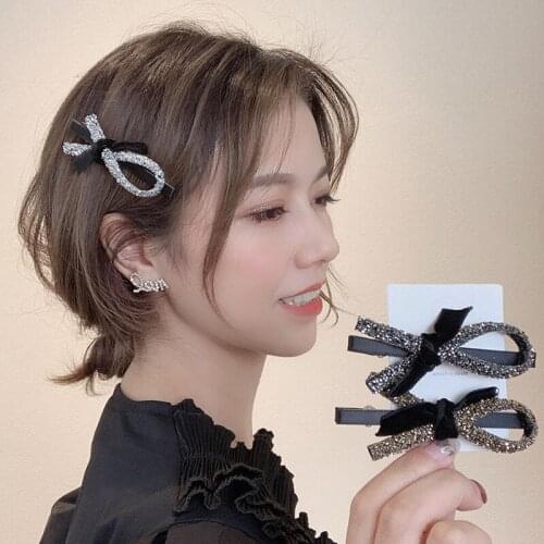 Fashion cute bow Hair Barrette Hair Clip Hairpin Girls rhinestone autumn winter Hair Accessories Women Headdress Wholesale