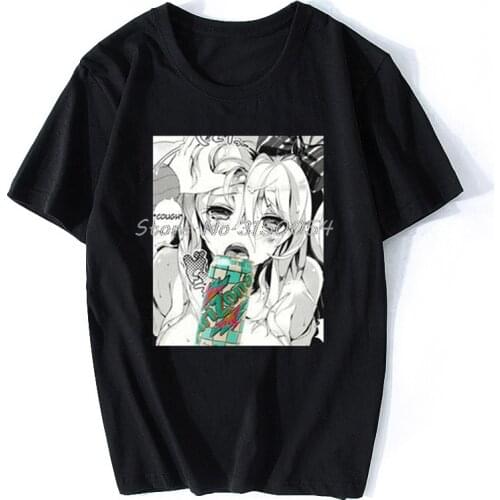 Anime Can Lewd Hentai Mens T Shirt Hip Hop Tees Anime T-shirt Summer O-neck Cotton Tshirt Harajuku
