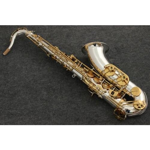 Musical Instruments Tenor Saxophone Bb Tone Nickel Silver Plated Tube Gold Key Sax With Case Mouthpiece Gloves