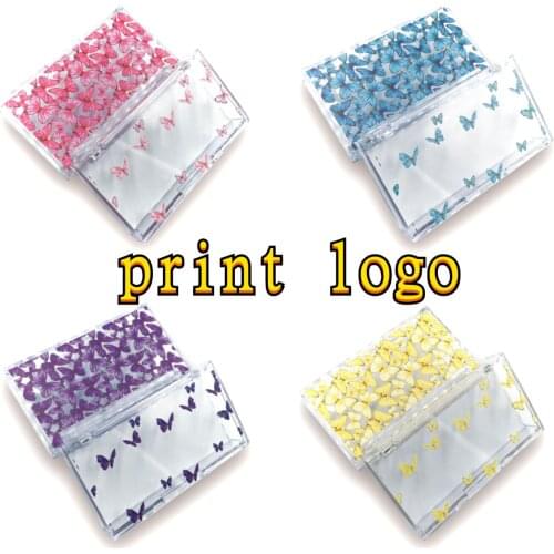 NEW 10/20 pcs butterfly print Acrylic 25mm False Eyelashes Packaging Box Lash Boxes Fake 3D Mink Lashes Case empty custom logo