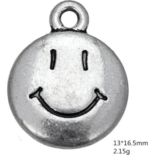 NEW 2021 Zinc Alloy Smiling Face Sliver Plated Charms Pendants Jewelry Making Fit Diy Bracelet Necklace Key Chain