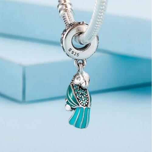 Authentic 925 Sterling Silver Charm New Color Fashion Parrot Pendant Fit Pandora Women Bracelet & Necklace Diy Jewelry