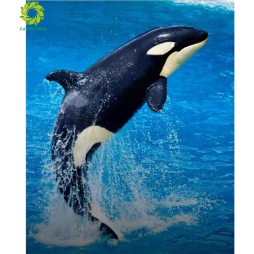 Full Square Diamond Painting Dolphin 5D DIY Animal Diamond Embroidery Cross Stitch Kit Handmade Gift Home Decoration