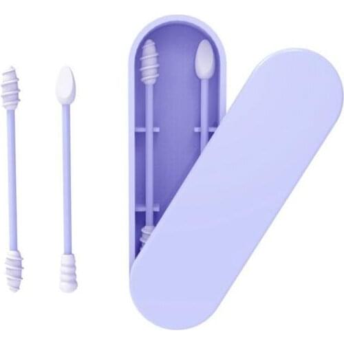 Portable Double Head Cotton Swab ABS+silicone Sticks Cotton Swab Reusable Cotton For Beauty Makeup Nose Ears Cleaning Tools