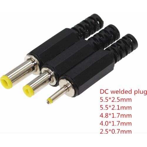 10Pcs DC Power Male Plug Jack Adapter Male 5.5x2.1mm 5.5x2.5mm 3.5x1.0mm 3.5x1.3mm 6.3x3.0mm 3.5x1.1mm