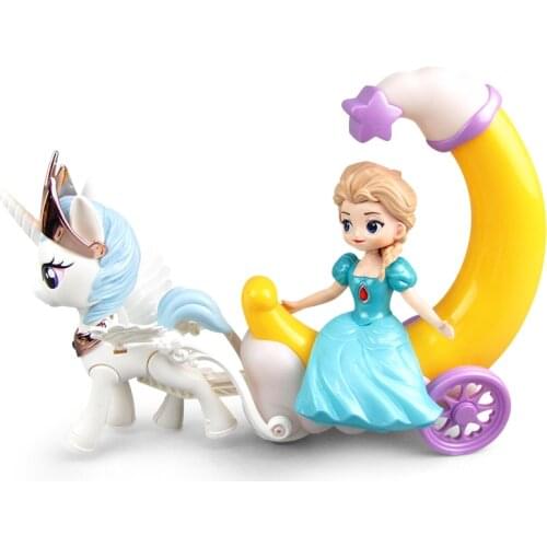 Snow Queen Princess kids Christmas gift Car Toy Carriage Universal Wheel Transformation With Lights Sounds for children
