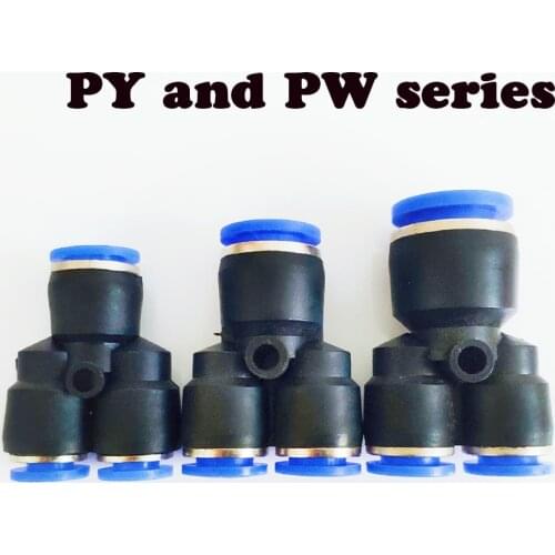 "Y" Pneumatic Connector fitting Tee Union Push In Fitting for Air Pipe joint OD 4 6 8 10 12 14 16MM Pneumatic Fittings PY PW