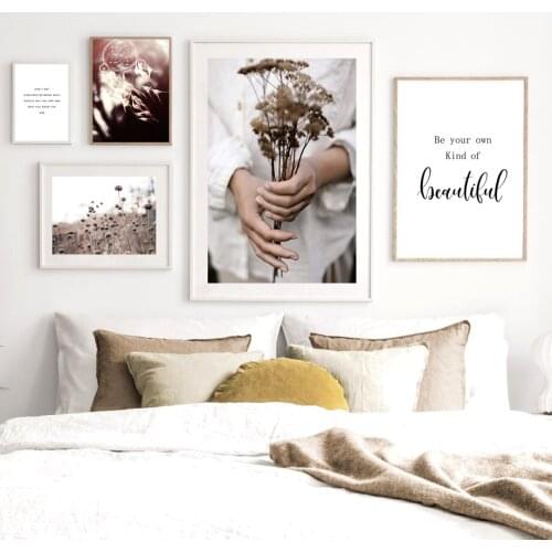 Inspirational Quotes Hand holding Sand Flower Wall Art Print Canvas Painting Plant Nordic Poster Decor Pictures For Living Room