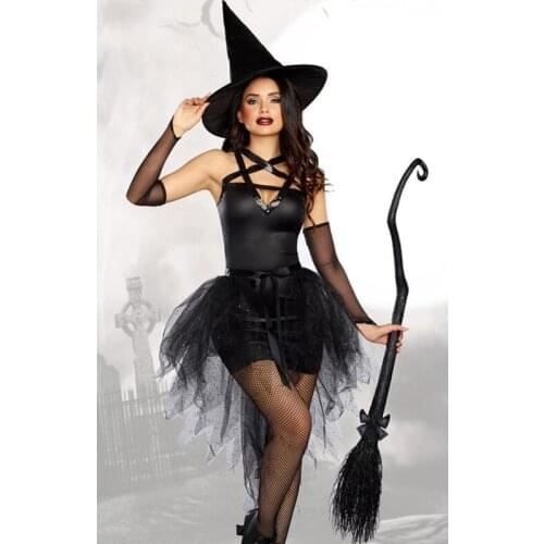 Adult Halloween Witch Costume For Women Sexy Costume Evil Witch Dress With Black Witch Hat Witch Gloves Carnival Party Costume