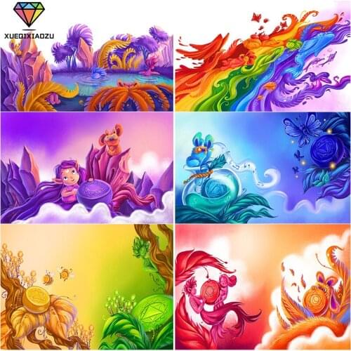 XUEQIXIAOZU Full Round Abstract art Diamond drawing Diamond embroidery 5D DIY Diamond setting Mosaic painting gifts 2020 New