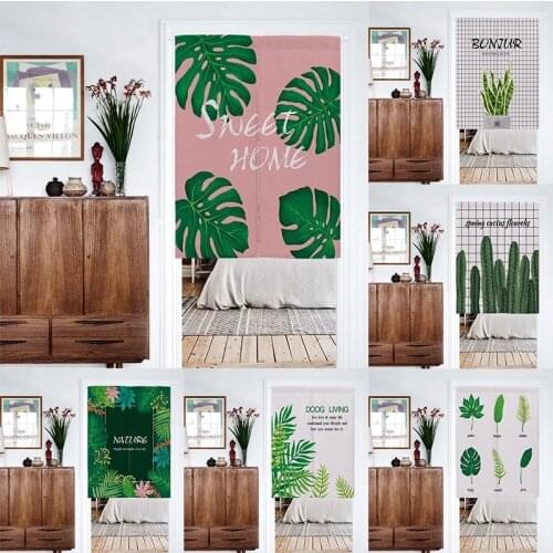 Green Leaf Kitchen Bedroom Door Curtain Partition Curtain Geomantic Half Panel Curtain Home Decoration Blackout Curtain