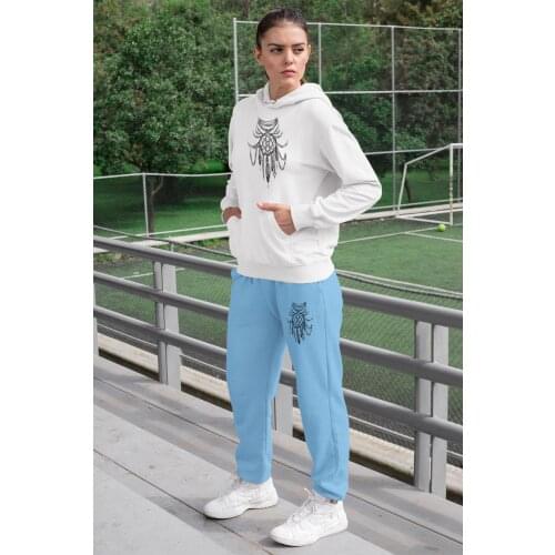 Angemiel Wear Indian s Jewellery Women Tracksuit Set White Hooded Sweatshirt Blue Sweatpants