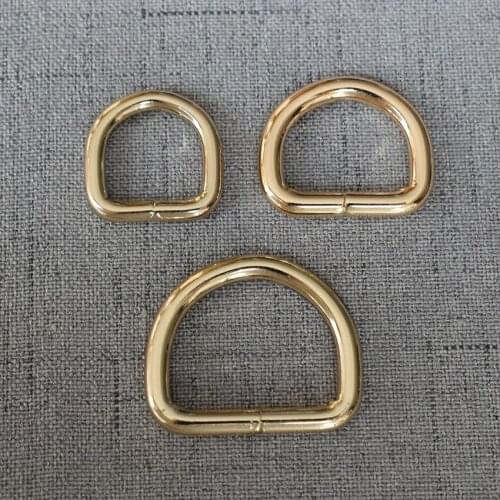 20 Pcs/Lot 15mm 20mm 25mm Golden Metal D Ring Use For DIY Bag Strap Belt Handle Shoulder Webbing Leather Craft Accessories